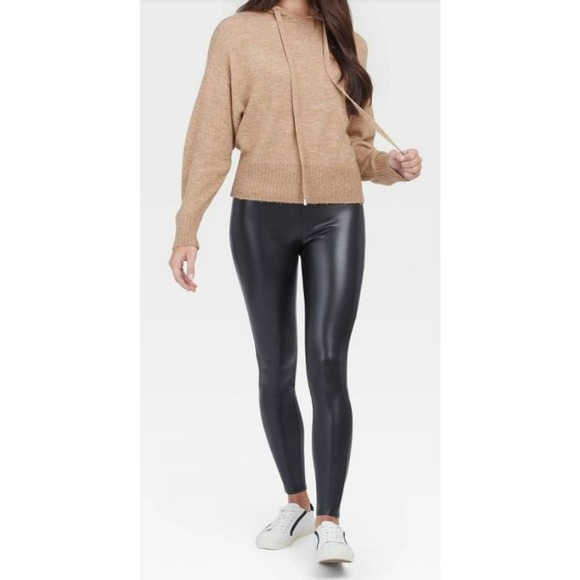 SPANX Assets All Over Faux Leather Leggings 20258R‎ Very Black D28 Women's Small - Picture 10 of 11